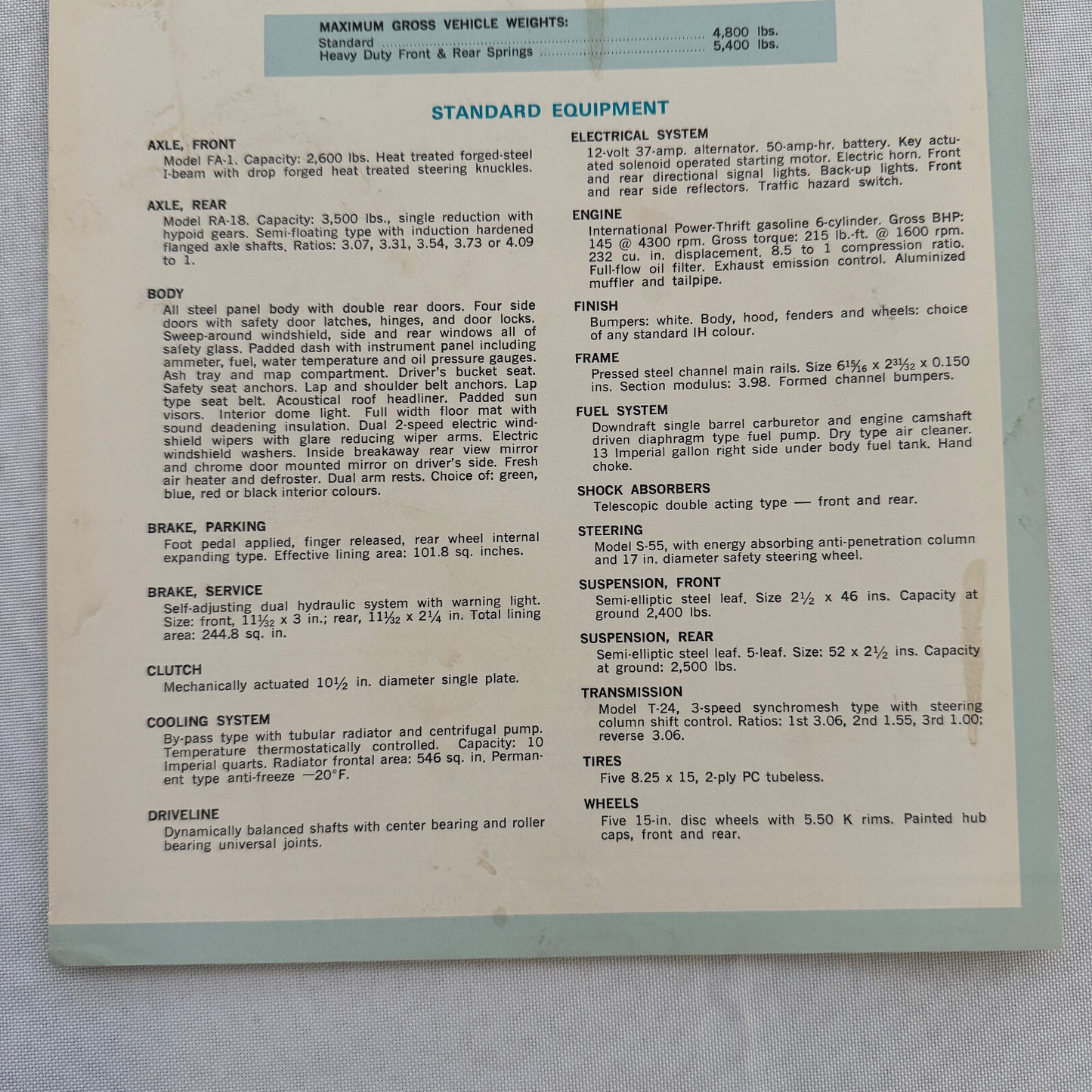 International Panel 1100-D Truck Sales Sheet Brochure Advertising 1100 D