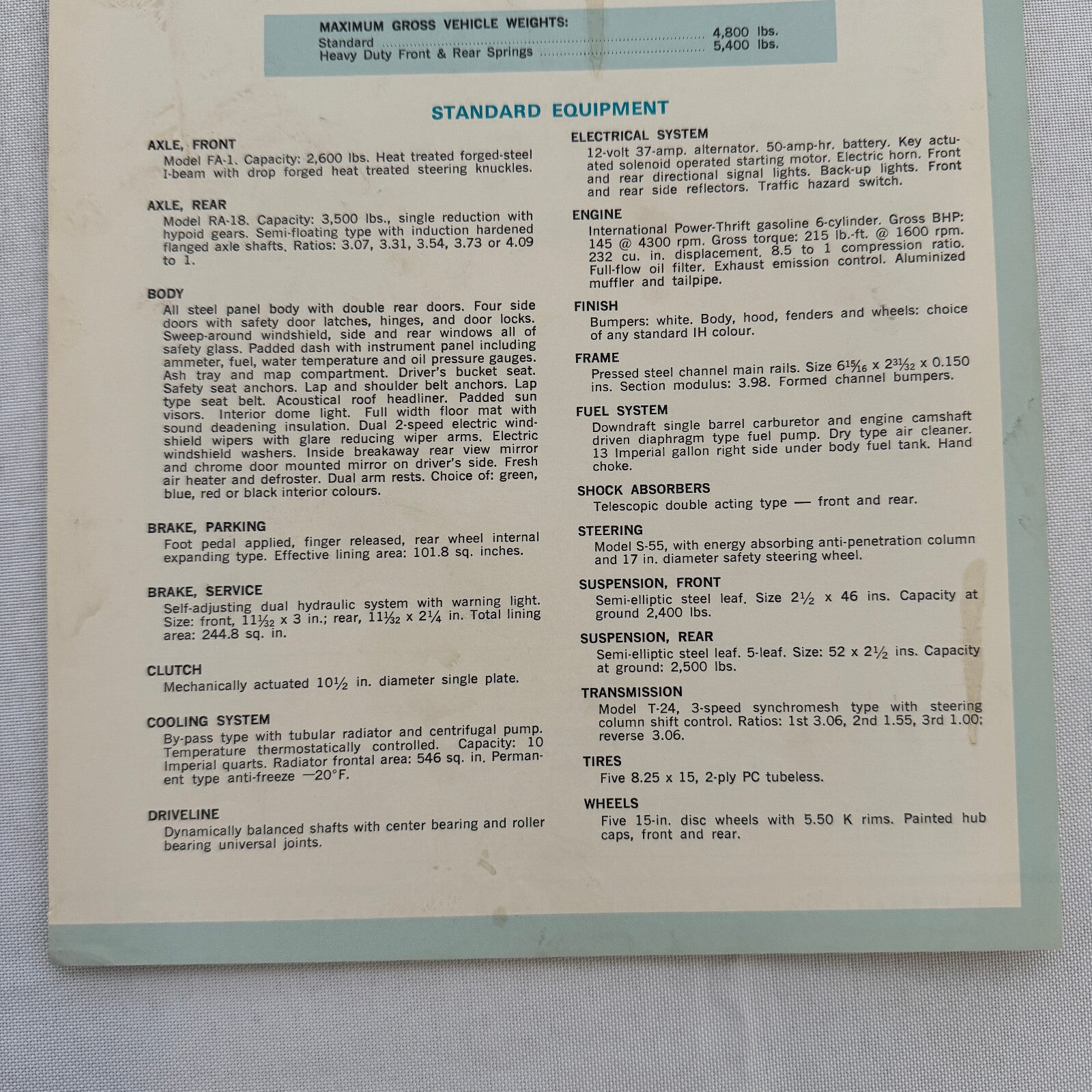 International Panel 1100-D Truck Sales Sheet Brochure Advertising 1100 D