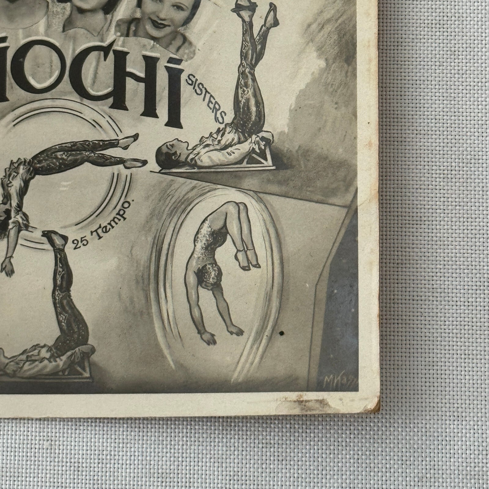 Vintage Circus Acrobat Balancing Act Photo Photograph Fiochi Sisters Paolo