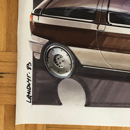 Styling Concept Automobile Illustration Art Drawing Sketch 1983 LANDUYT Ford ?