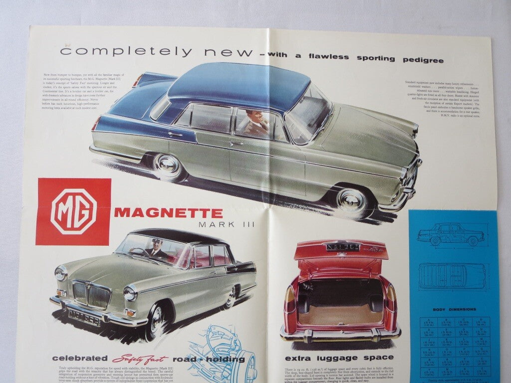 Vintage MG Magnette Mark III Sales Brochure Catalog Vintage Car Advertising 