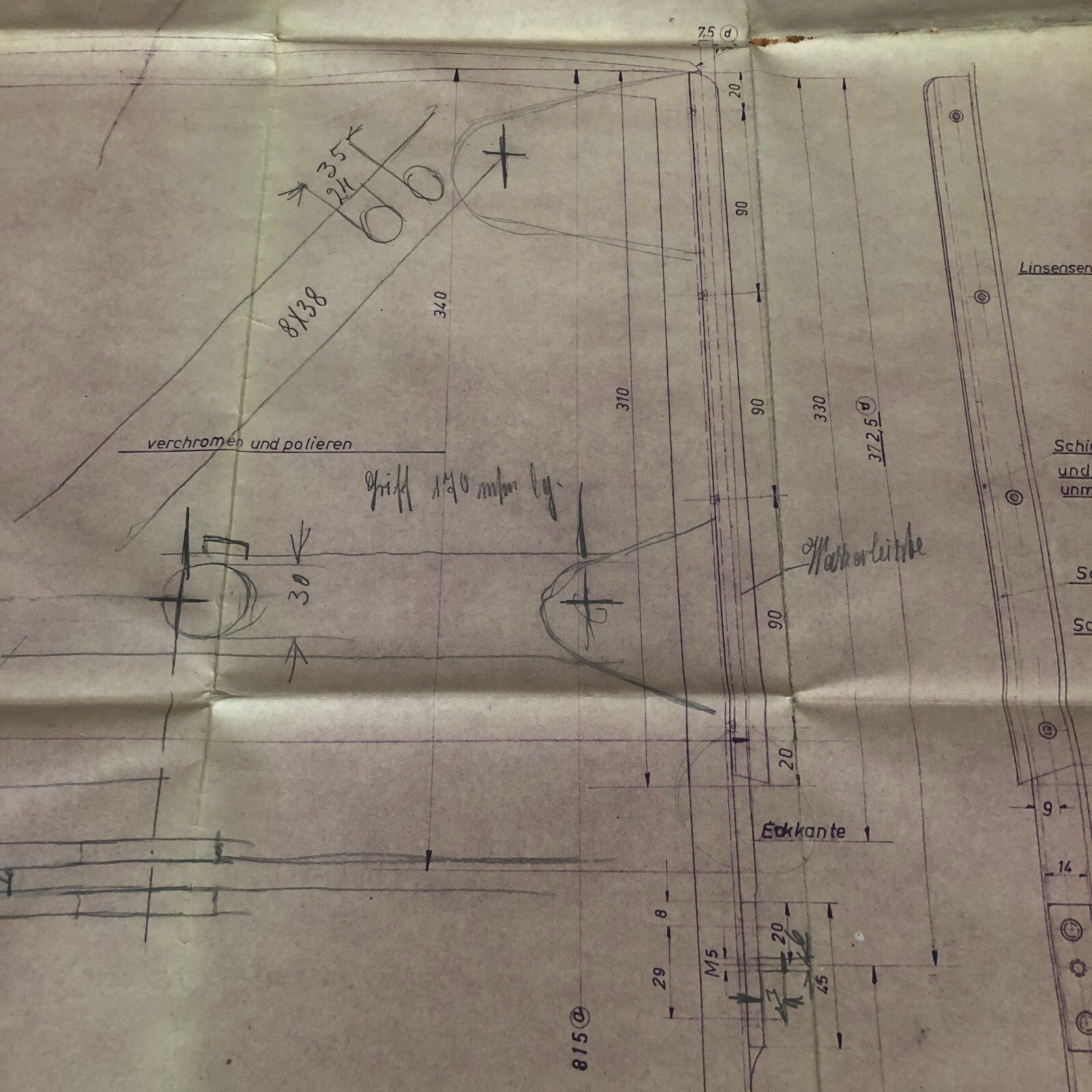 Vintage Porsche Reutter & Co Coachbuilder Factory Part Blueprint Document German