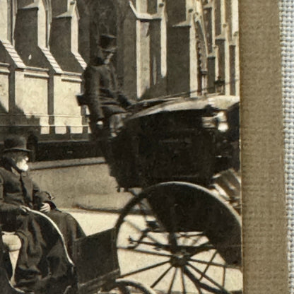 Vintage Automobile Photo Photograph Print Man on Early Motorcar beside Carriage
