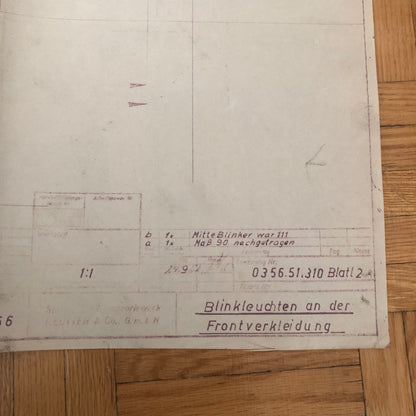 Vintage Porsche Reutter & Co Coachbuilder Factory Part Blueprint Document German