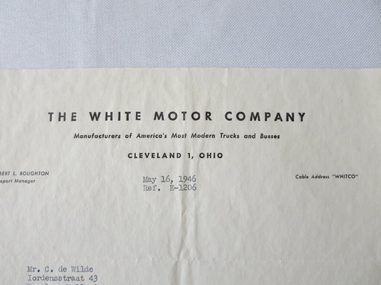 1946 White Motor Company Letter Letterhead Document White Truck 