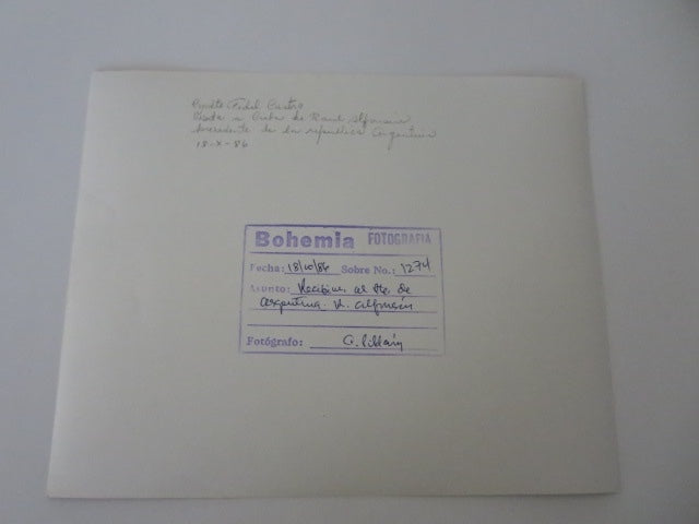 1986 Photograph of Fidel Castro in Car with Raul Alfonsin Cuba Argentina Photo