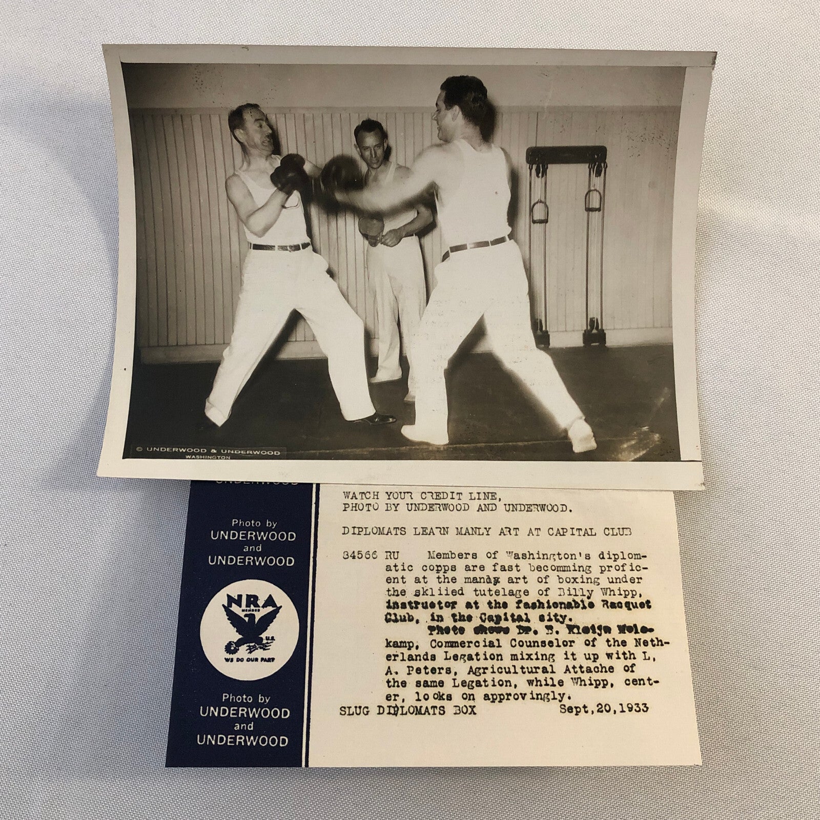 Press Photo Photograph Diplomat Receives Boxing Lesson 1933 Underwood Photo