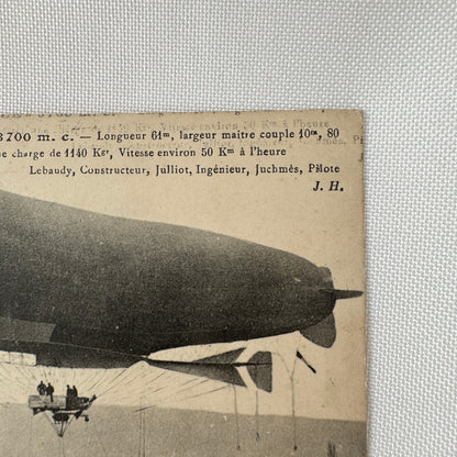 Vintage Zeppelin Airship Dirigible Postcard Post Card French La Republique 1908
