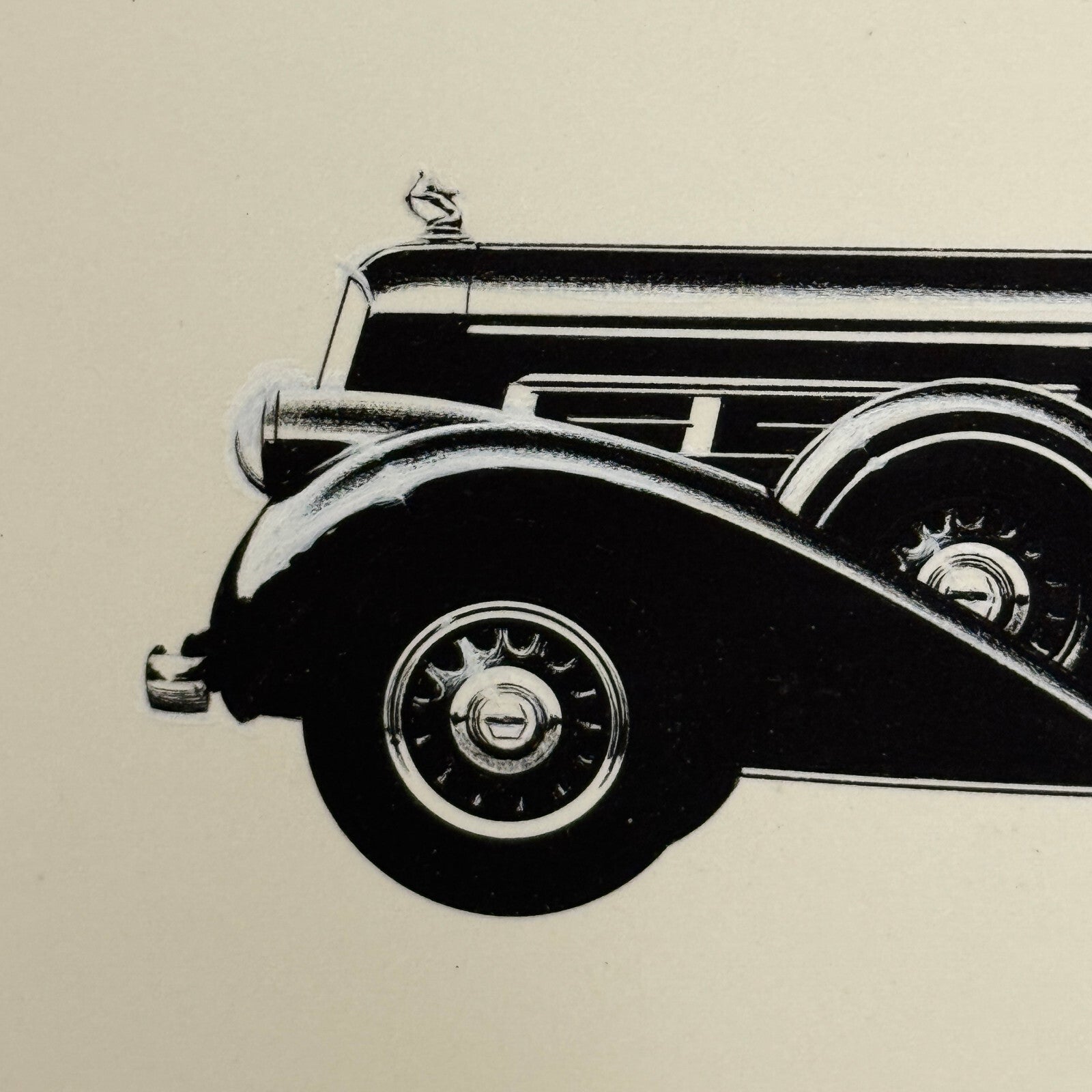 1937 Pierce Arrow Formal Sedan Car Illustration Art Drawing Vintage Miniature