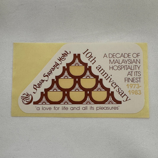 Vintage Travel Luggage Label Sticker Decal Rasa Sayang Hotel Malaysia 1983