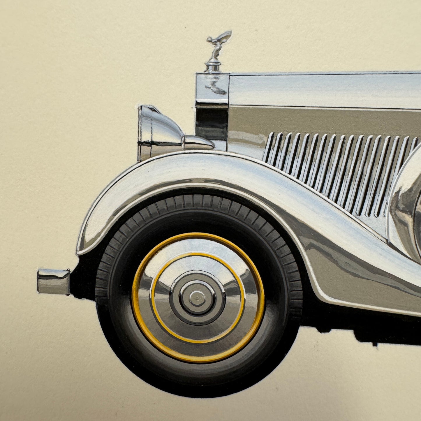 1934 Rolls Royce Phantom II Coachbuilder Cabriolet Car Illustration Art Drawing
