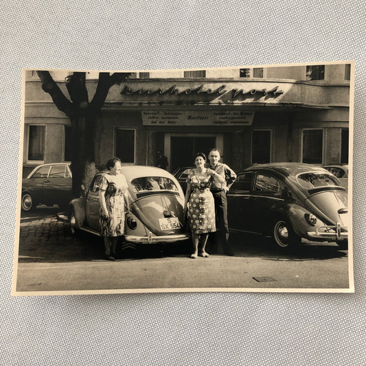 Vintage Photo Photograph Snapshot People with VW Volkswagen Beetle Bug Cars