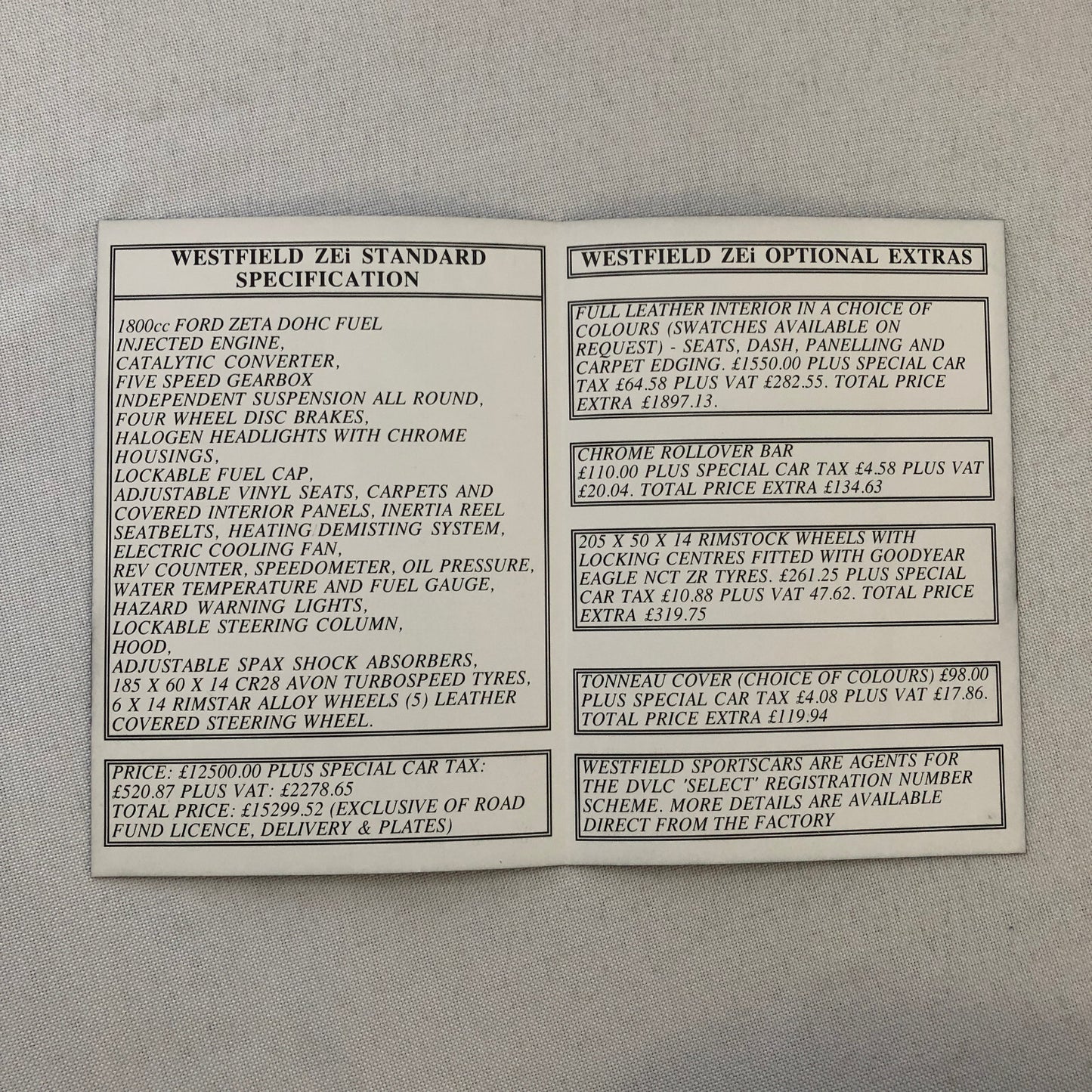 Westfield Kit Car Sports Cars Sales Brochure Catalog SEi +