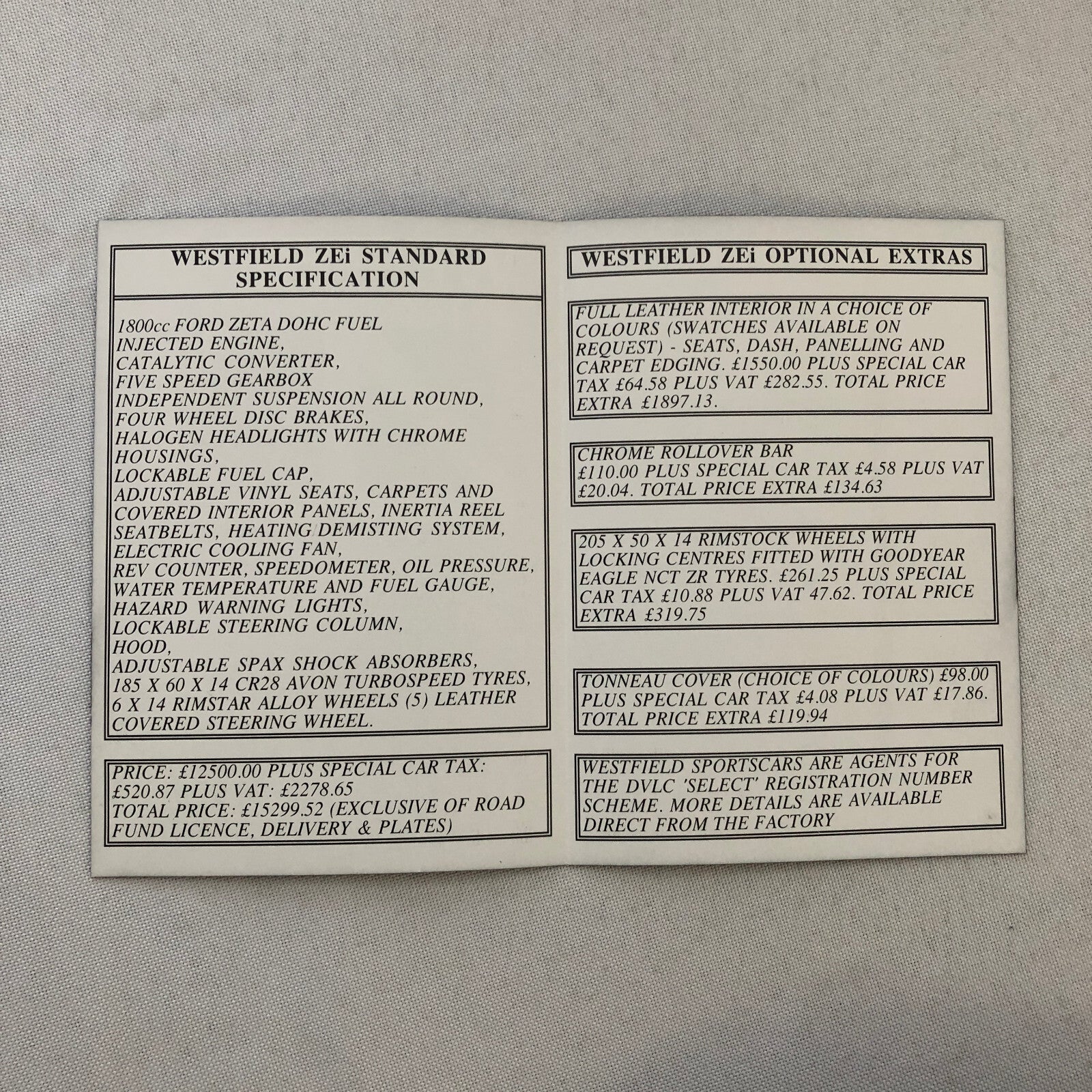 Westfield Kit Car Sports Cars Sales Brochure Catalog SEi +