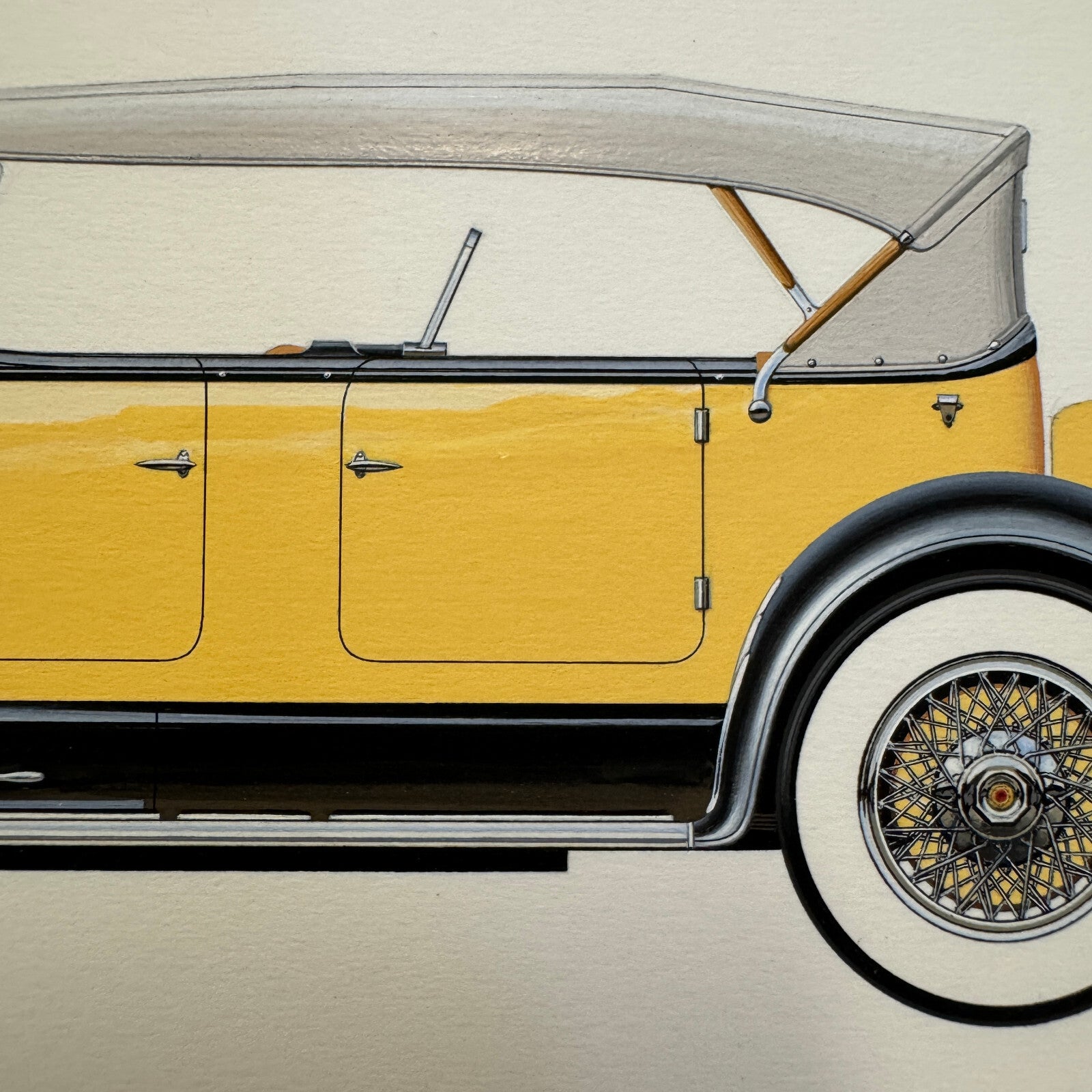 1932 Duesenberg Model J by Coachbuilder Derham Car Illustration Art Drawing