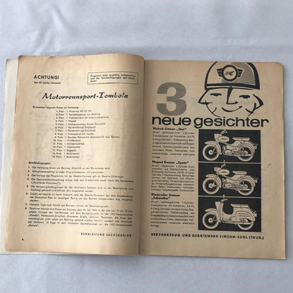 1964 Sachsenring Motorcycle Racing Grand Prix Race Program Book German