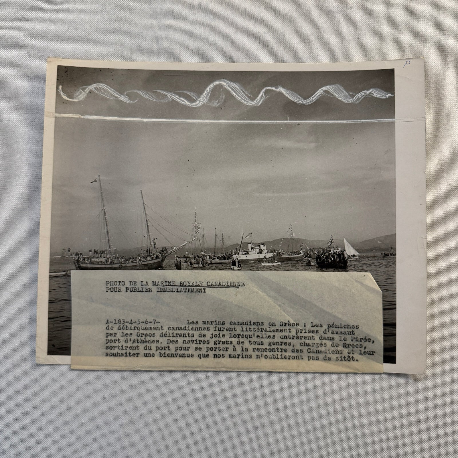 Vintage Royal Canadian Navy Ship Photograph Photo HMCS Saguenay Boat