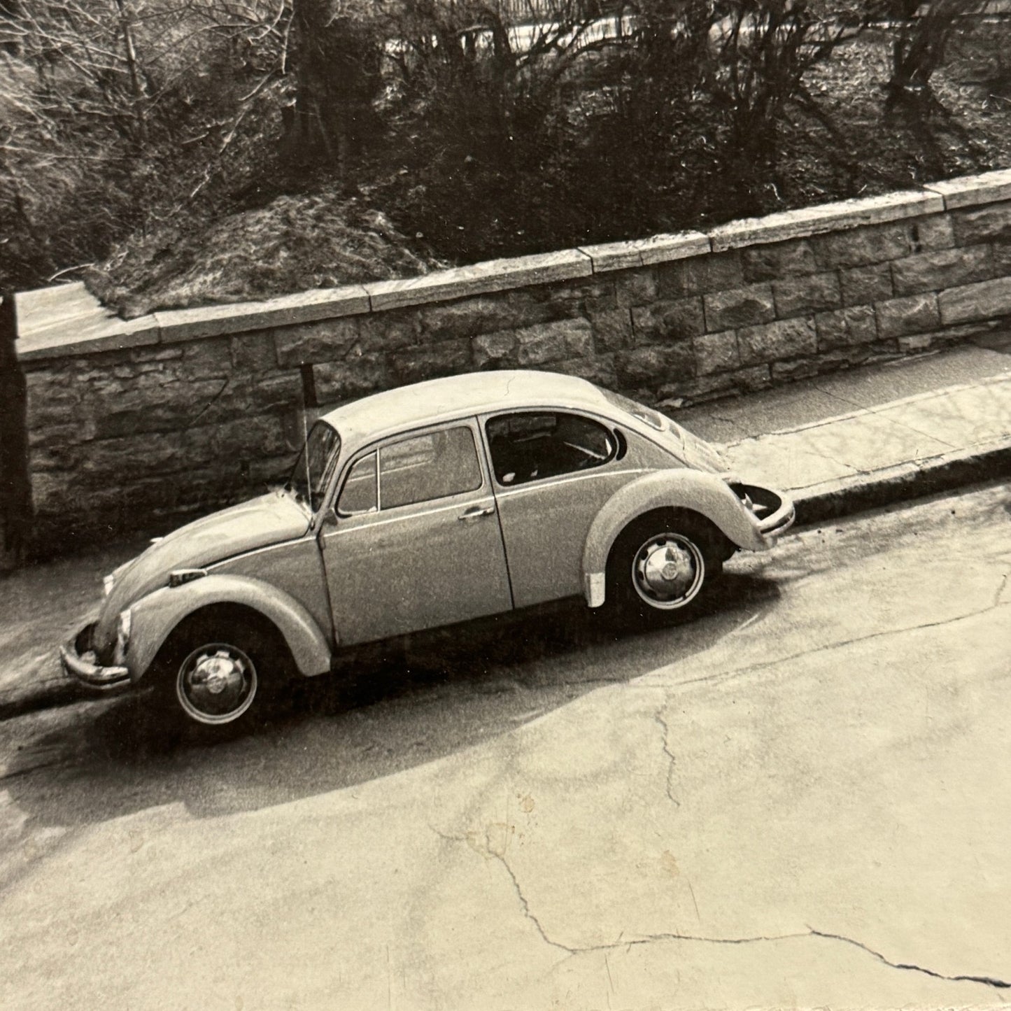 Vintage Street Photograph VW Volkswagen Beetle Montreal Foam Mounted Large Print