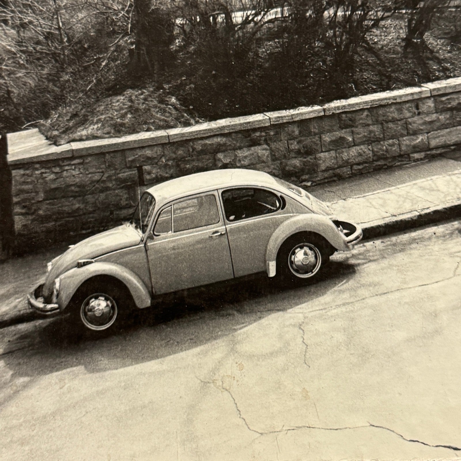 Vintage Street Photograph VW Volkswagen Beetle Montreal Foam Mounted Large Print