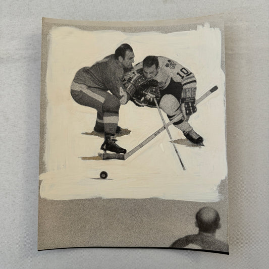 Vintage Hockey Photo Detroit Red Wings Chicago Blackhawks Player Photograph