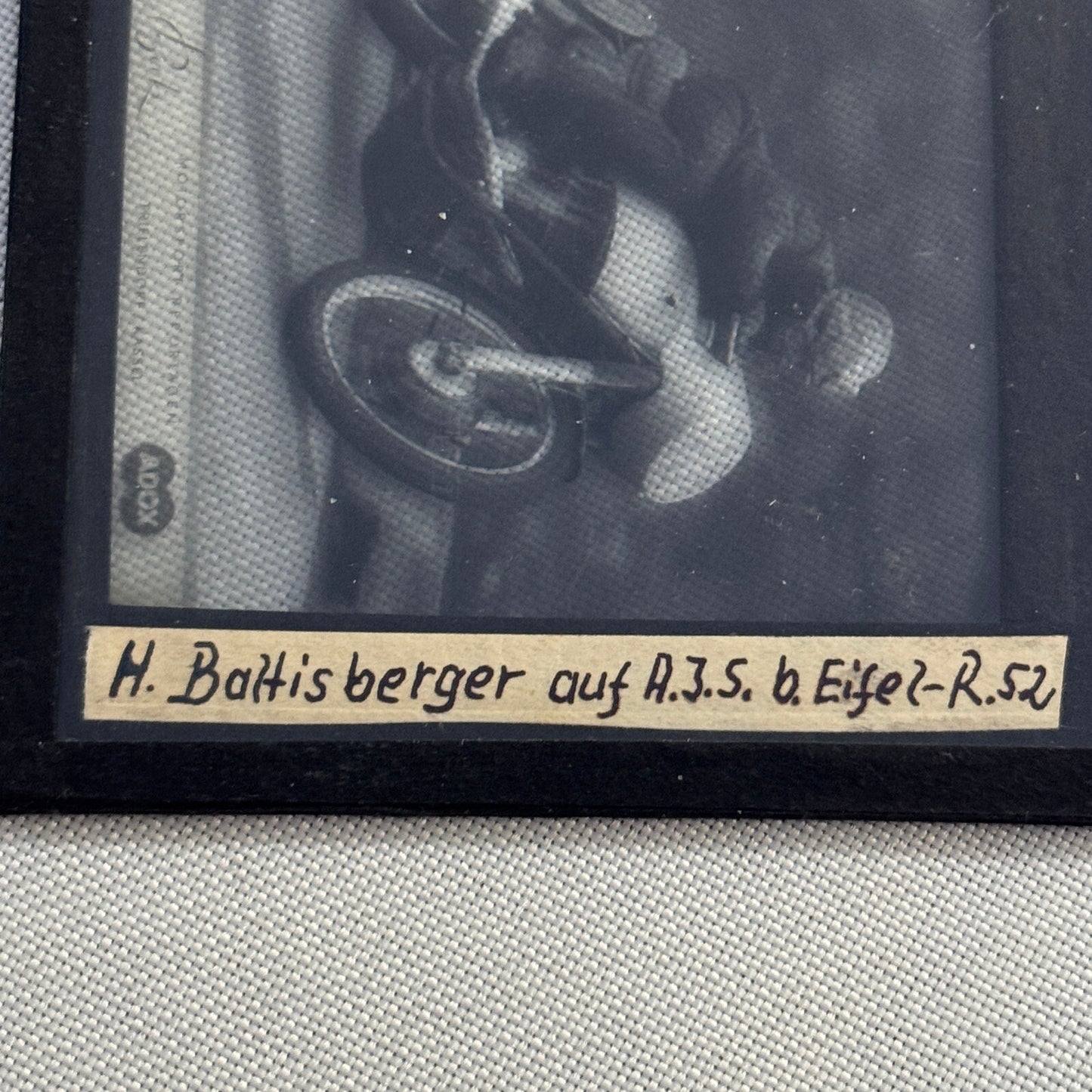 Antique Glass Plate Lantern Slide Motorcycle Racing Hans Baltisberger German Bik