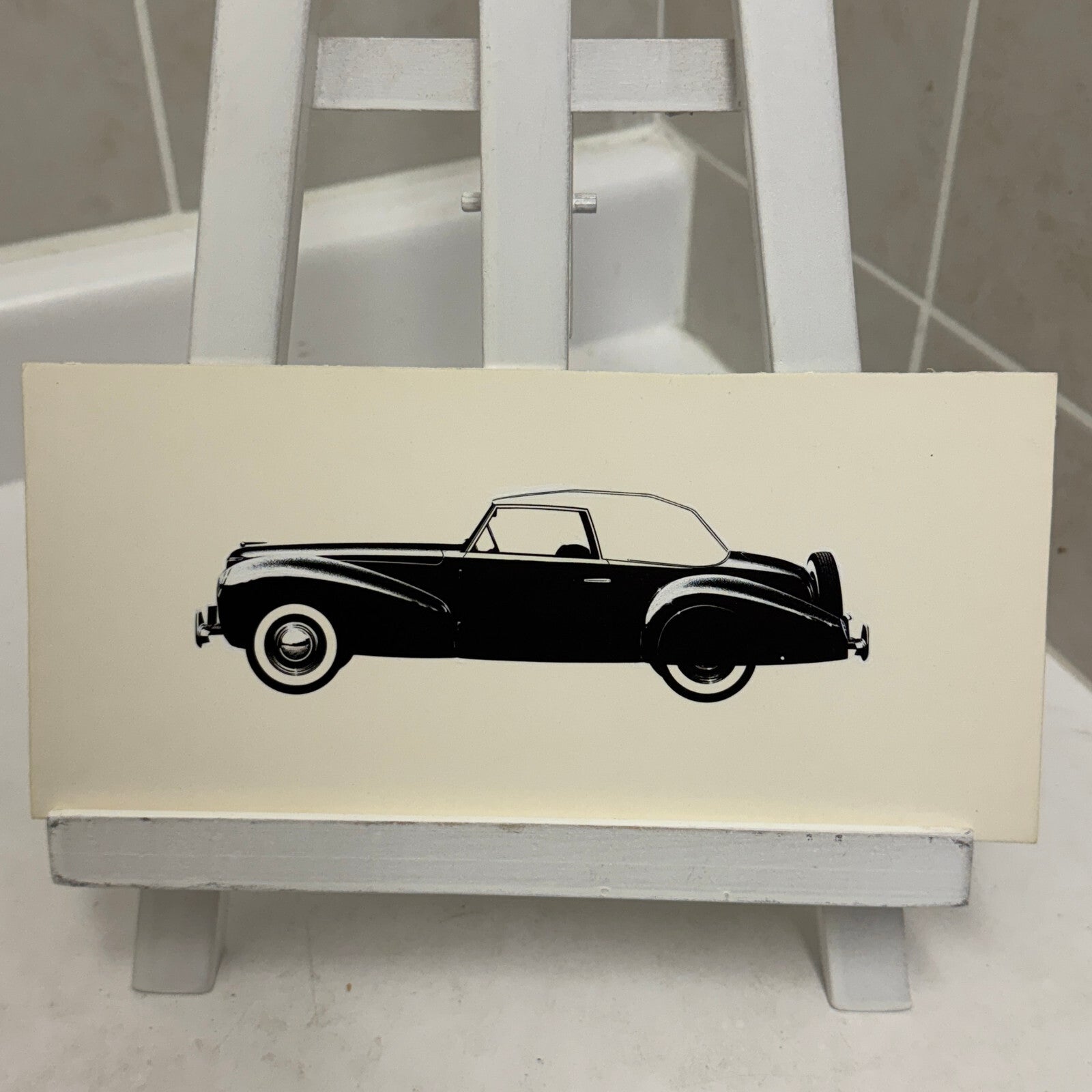 1940 Lincoln Continental Cabriolet Illustration Art Drawing Vintage Miniature