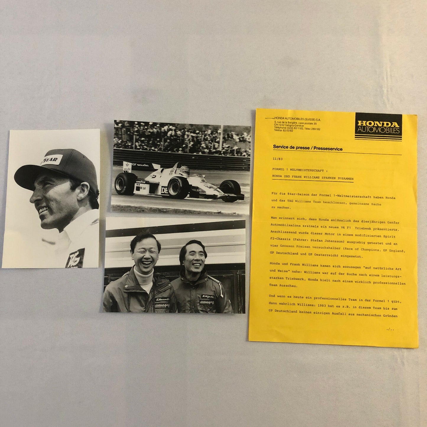 1983 Honda Racing Car Press Kit Frank Williams Keke Rosberg + GERMAN Text 