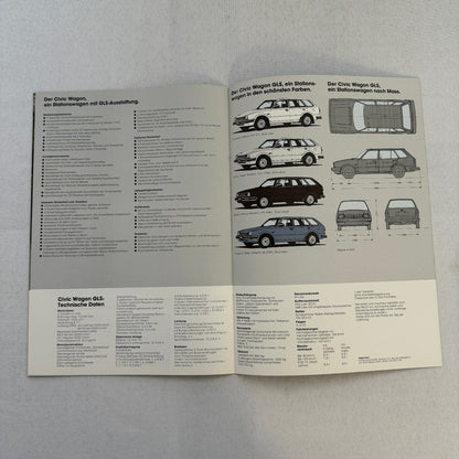 Honda Civic Station Wagon Sales Brochure Catalog Vintage German Text European