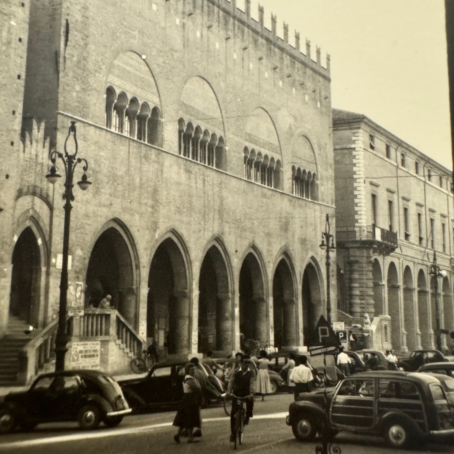 Vintage Photograph Photo Print Automobile People Building European Street Scene