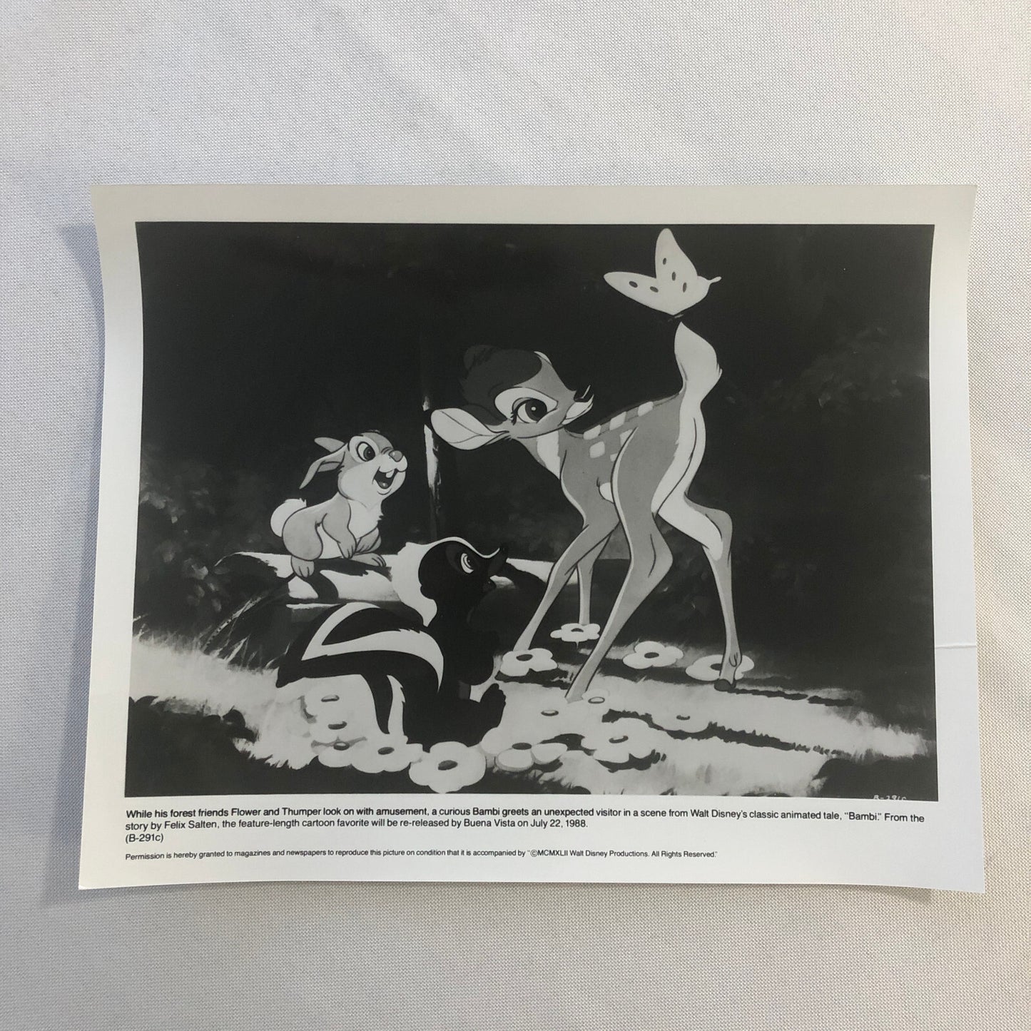 Bambi Flower Thumper Movie Film Re-Release Press Photo Photograph Walt Disney