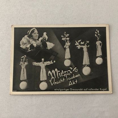 Circus Bird Training Act Postcard Post Card Vintage Mirza's Pracht Tauben Akt