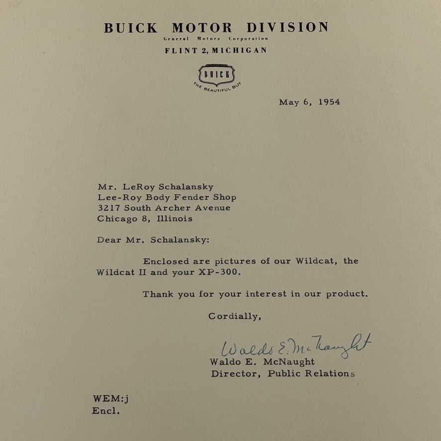 1954 Buick Letter Letterhead Vintage Document Signed Director Public Relations