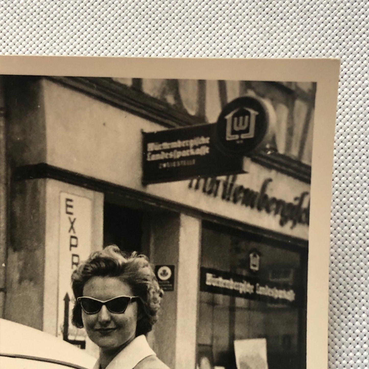 Vintage Photo Photograph Snapshot Woman with VW Volkswagen Beetle Bug Car