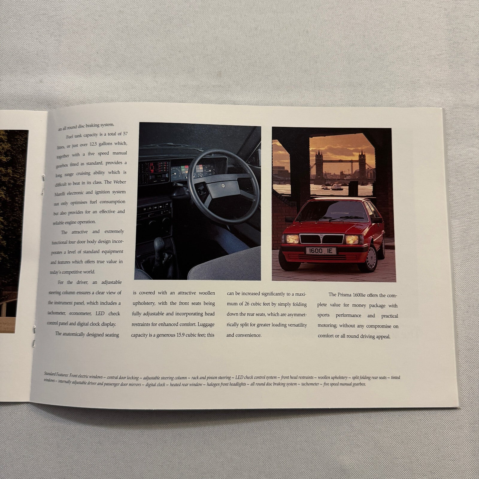 Lancia Prisma Car Sales Brochure Catalog Advertising Prisma Symbol 1600ie