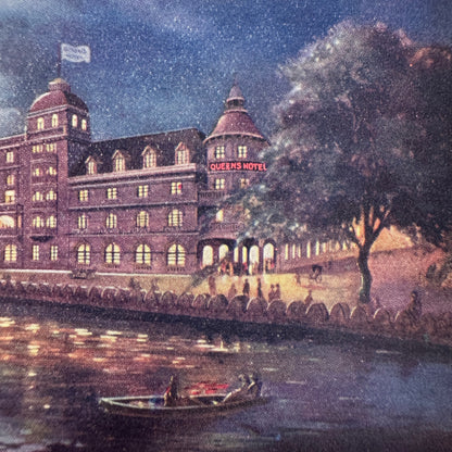 Vintage Hotel Travel Luggage Label Queen's Hotel Kandy Ceylon Sri Lanka