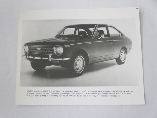 Vintage Toyota Corolla Sprinter Factory Press Photo Photograph Image 