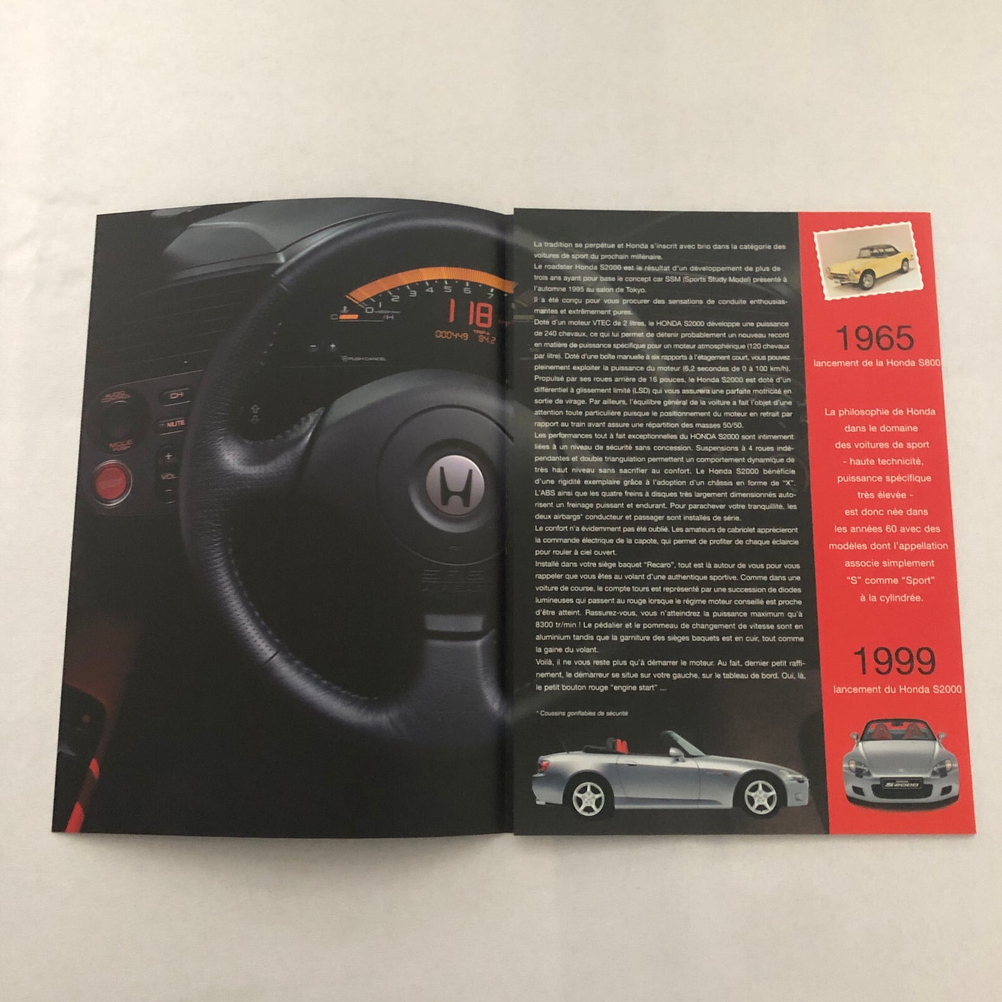1999 Honda S2000 Roadster Car Sales Brochure Catalog