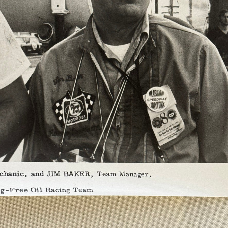 Vintage Racing Photo MacMillan Ring Free Oil Racing Team Mechanic Manager