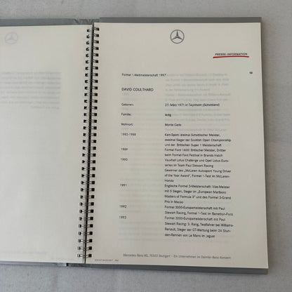 1997 Mercedes Marlboro F1 Formula One Racing Press KIt Mika Hakkinen Coulthard