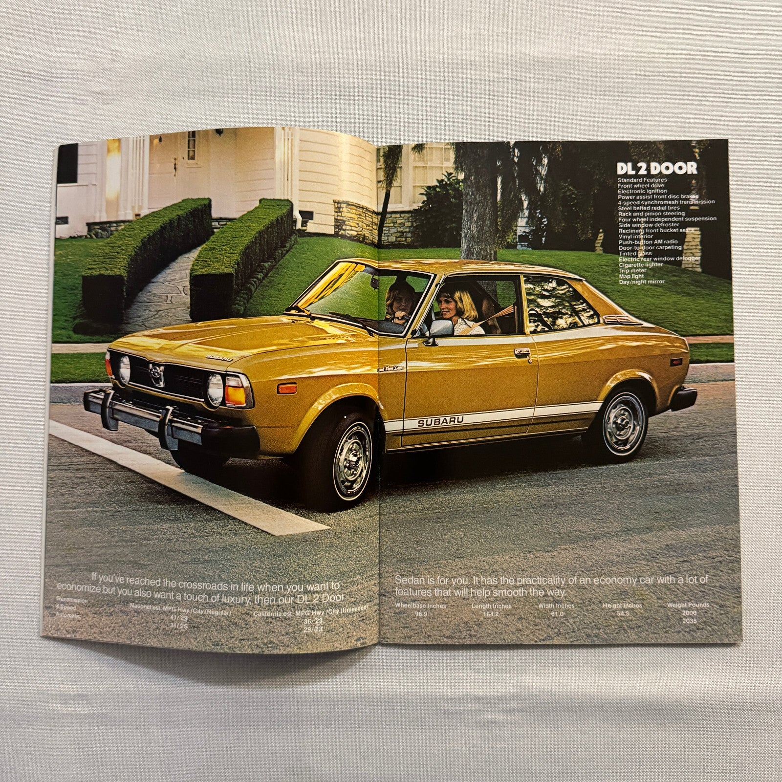 Vintage Subaru Car Sales Brochure Catalog Brat DL GF Coupe Sedan Station Wagon