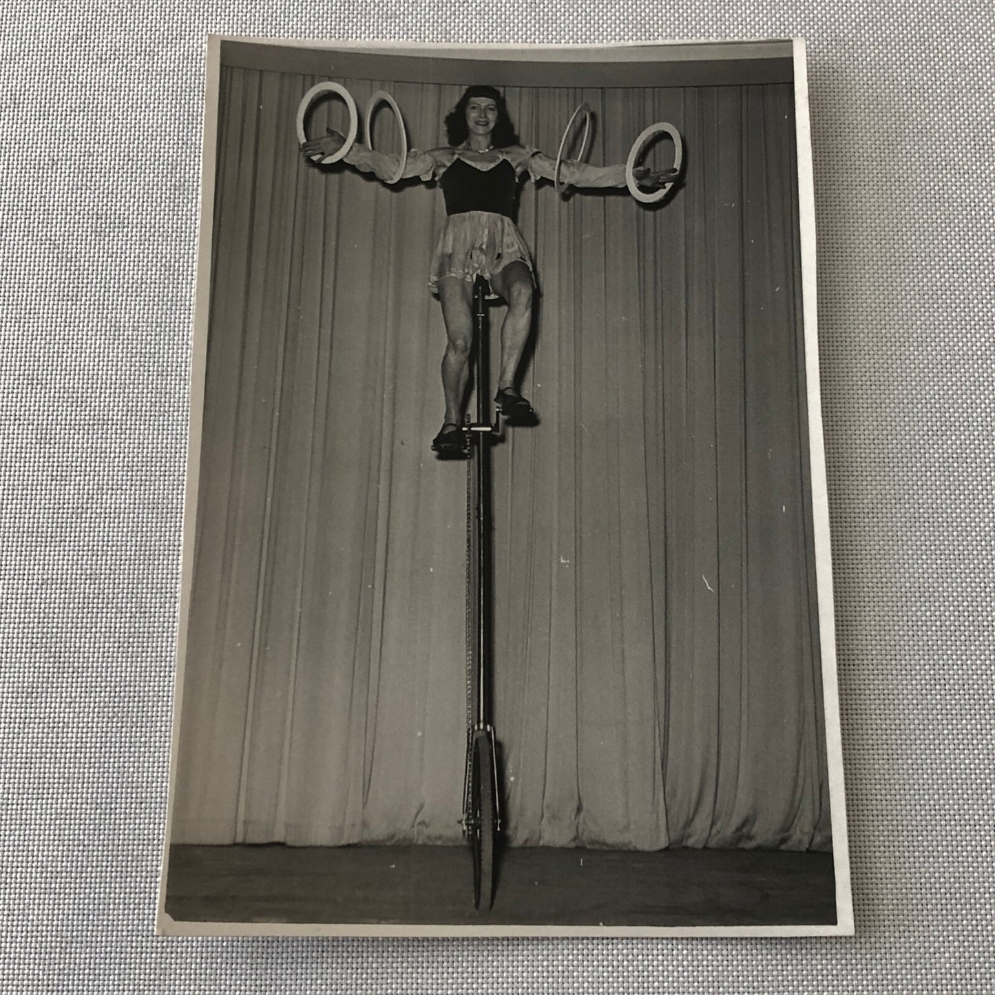 Circus Performer on Unicycle with Rings Photo Photograph Berlin Germany Vintage
