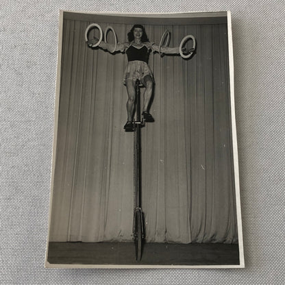 Circus Performer on Unicycle with Rings Photo Photograph Berlin Germany Vintage