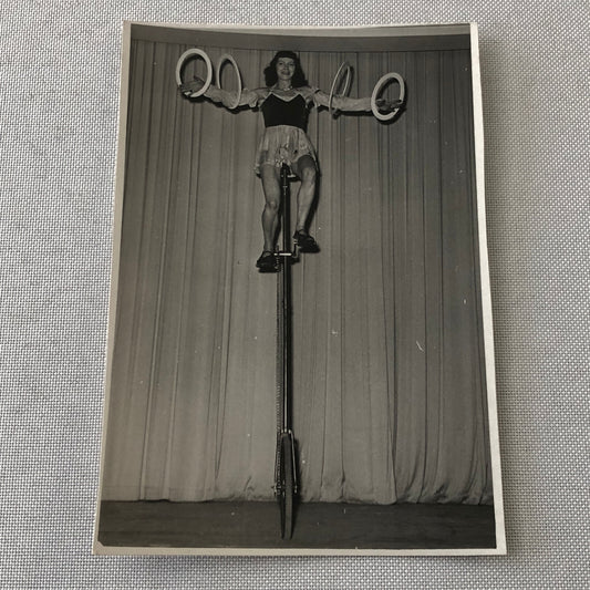 Circus Performer on Unicycle with Rings Photo Photograph Berlin Germany Vintage