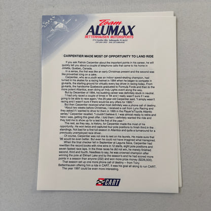 Bettenhausen Alumax Racing Press Kit Brochure 1997 CART Patrick Carpentier
