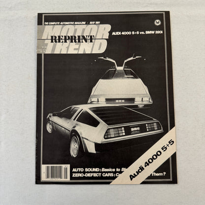 1981 Audi 4000 Car Sales Brochure Road Test Delorean BMW 320i Motor Trend