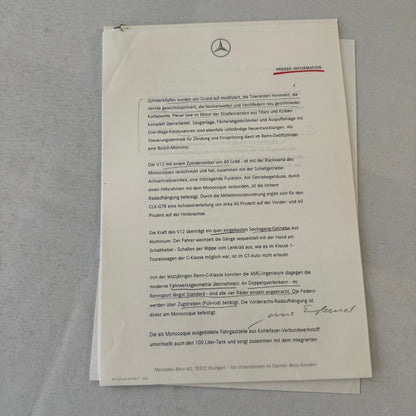 1997 Mercedes CLK GTR GT Racing Press Kit Photos GERMAN