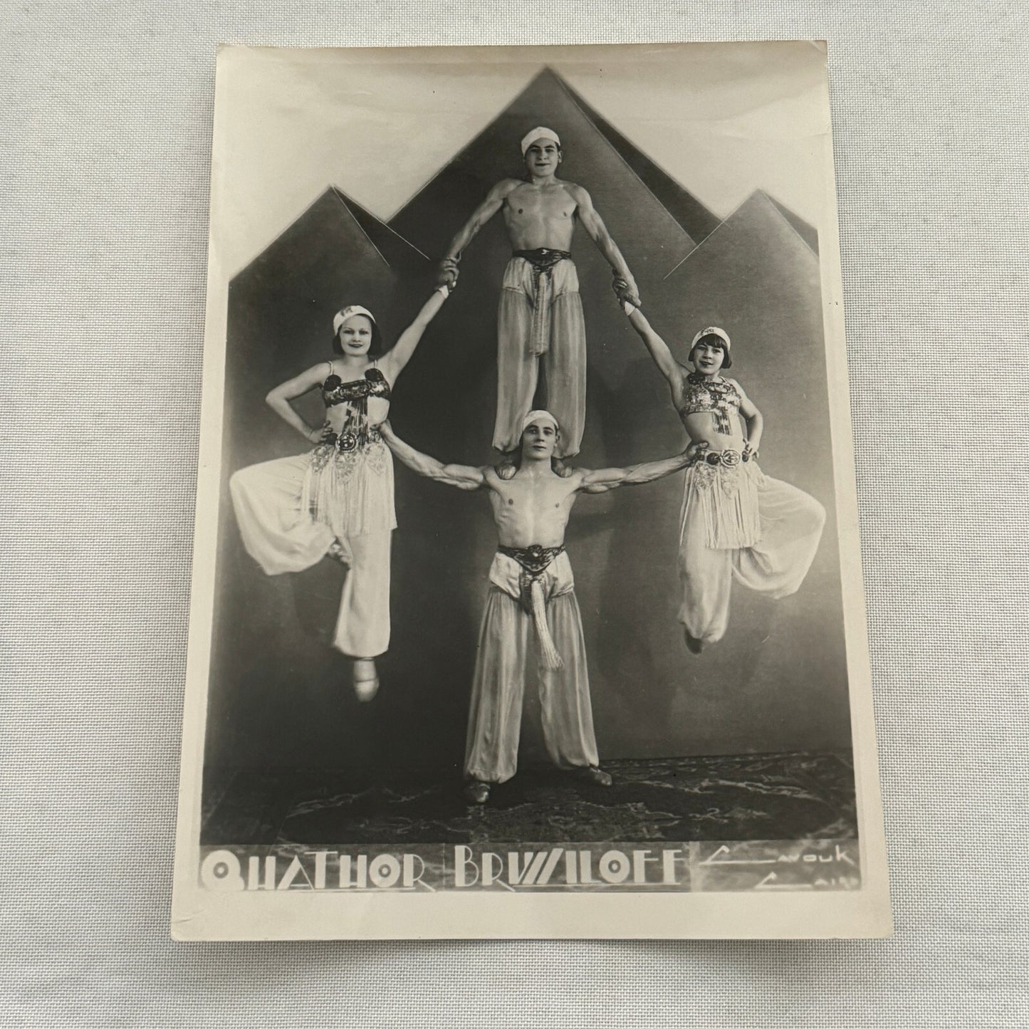 Vintage Circus Acrobat Act Balancing Photo Photograph Performers