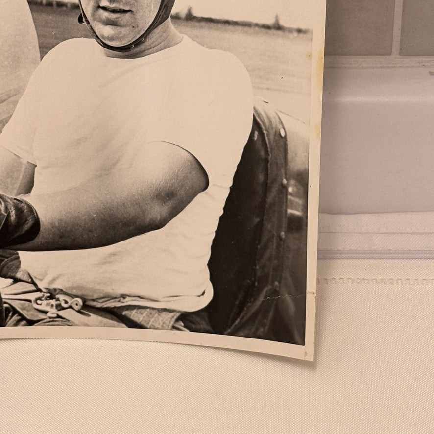Vintage Racing Photo Photograph Joe Giba Driver in Car Helmet Goggles
