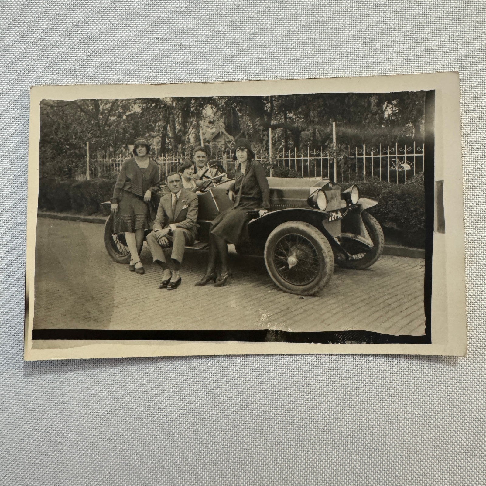 Vintage Postcard Real Photo Postcard RPPC People Fiat Car Automobile