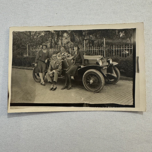 Vintage Postcard Real Photo Postcard RPPC People Fiat Car Automobile